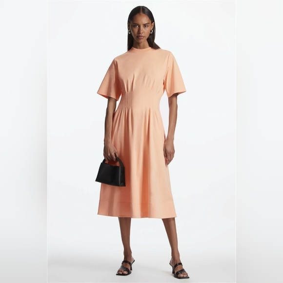 COS Dresses & Skirts - Cos Pintucked Midi Tshirt Dress Peach Orange Size Medium